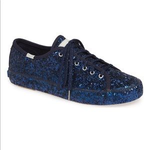 Navy blue sparkly Keds x Kate Spade